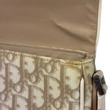 Christian Dior Beige Leather Trim Trotter Floral Embroidered Flap Bag