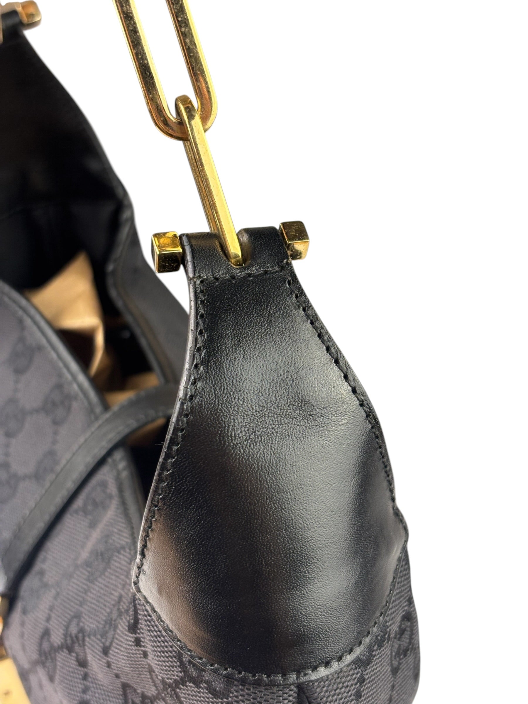 Gucci Black/Grey Leather Trim Jackie Hobo Bag