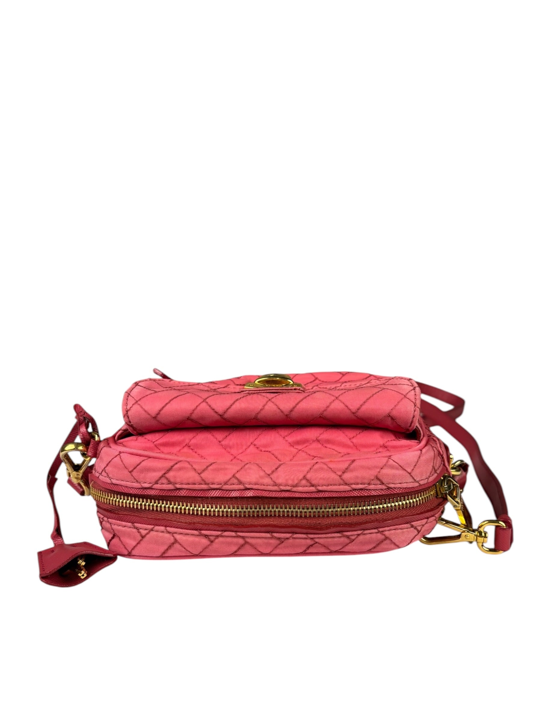 Prada Pink Leather Trim/Synthetic Tessuto Camera Bag