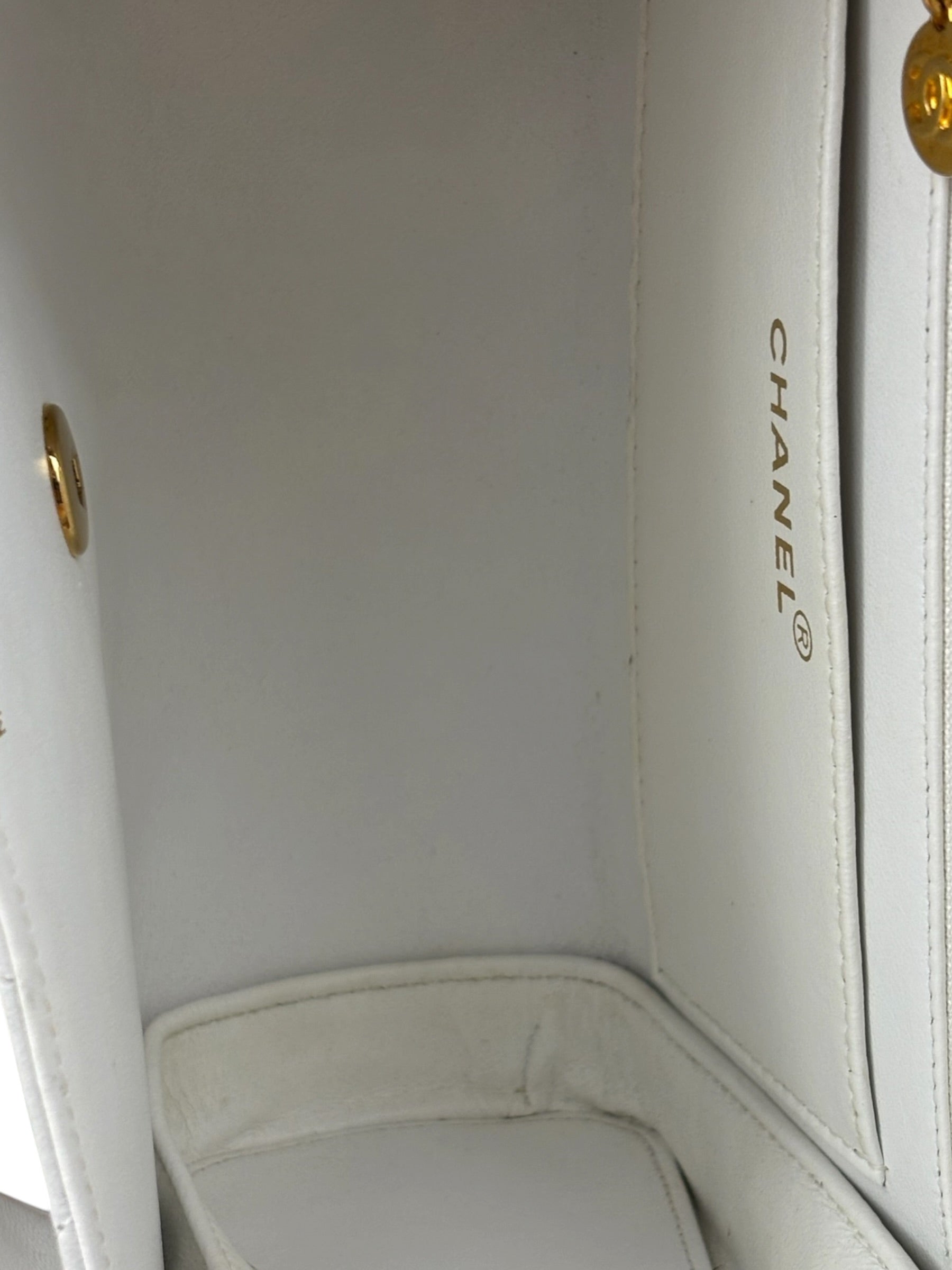 Chanel Vintage White Quilted Leather Flap Bag 1991