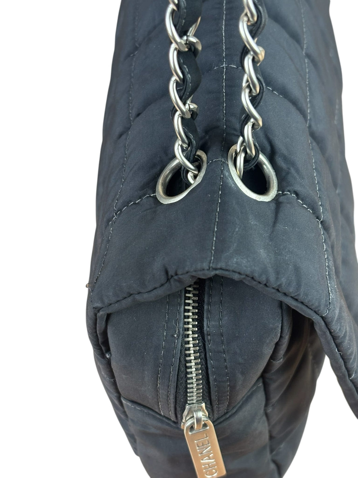 Chanel Black Nylon Chocolate Bar Flap Bag 2002