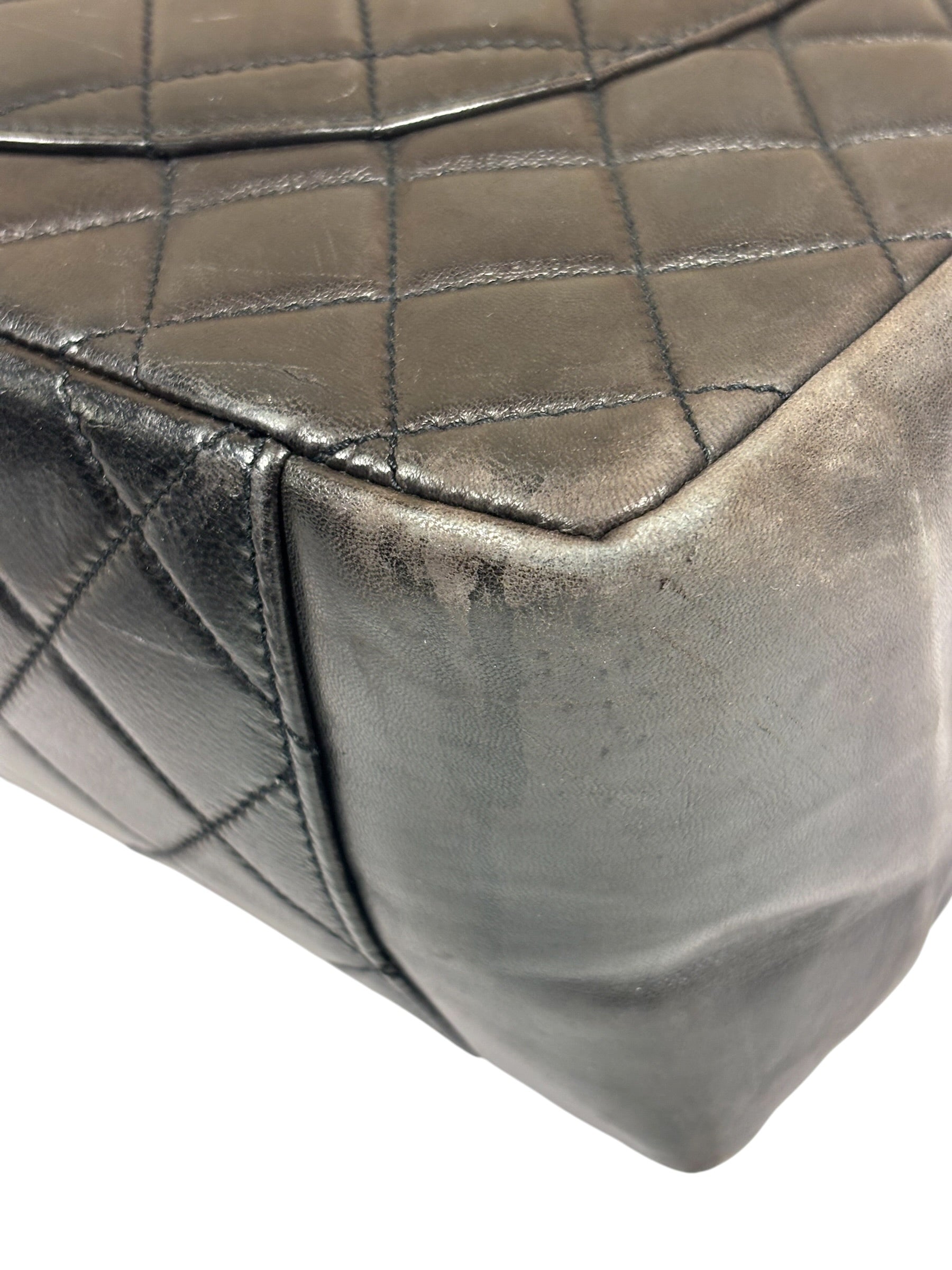 Chanel Black Quilted Lambskin CC Timeless Shopping Tote Late 90s