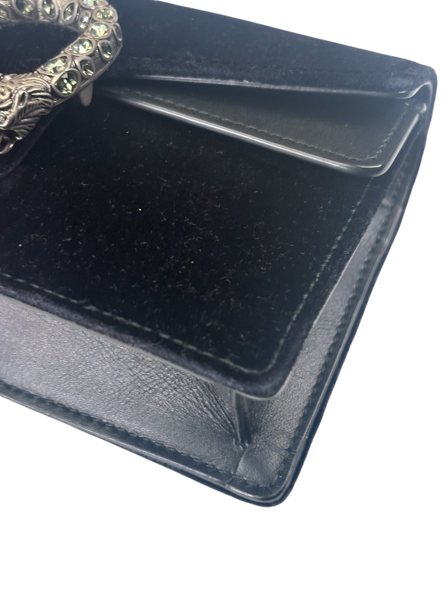 Gucci Black Velvet/Leather Trim Dionysus Super Mini Shoulder Bag