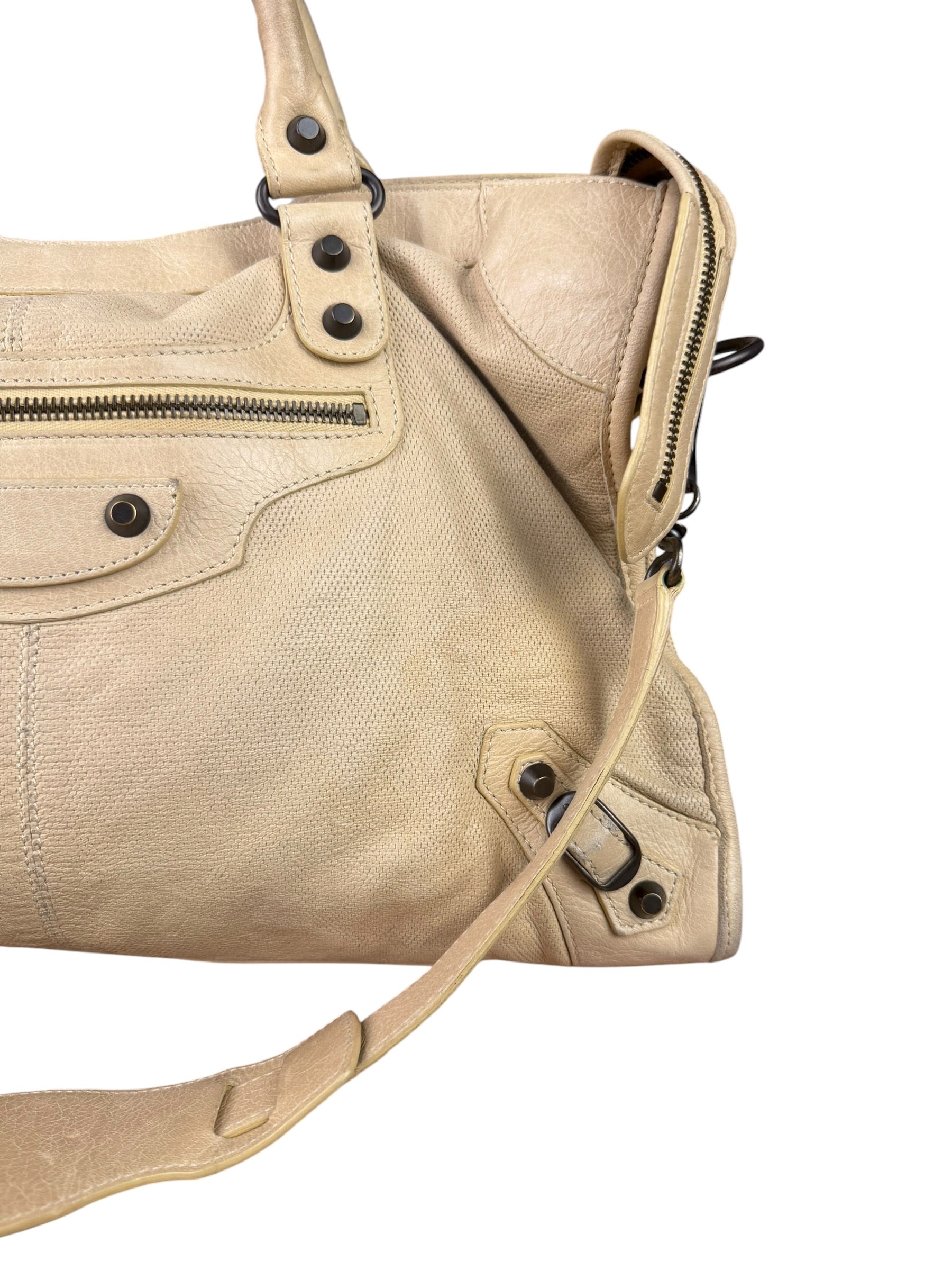Balenciaga Cream Leather Le City Bag