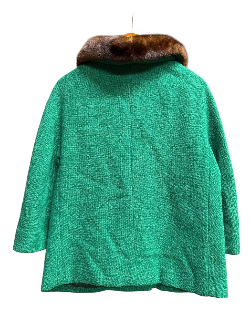 Vintage Green Wool Twill Fur Collar Coat