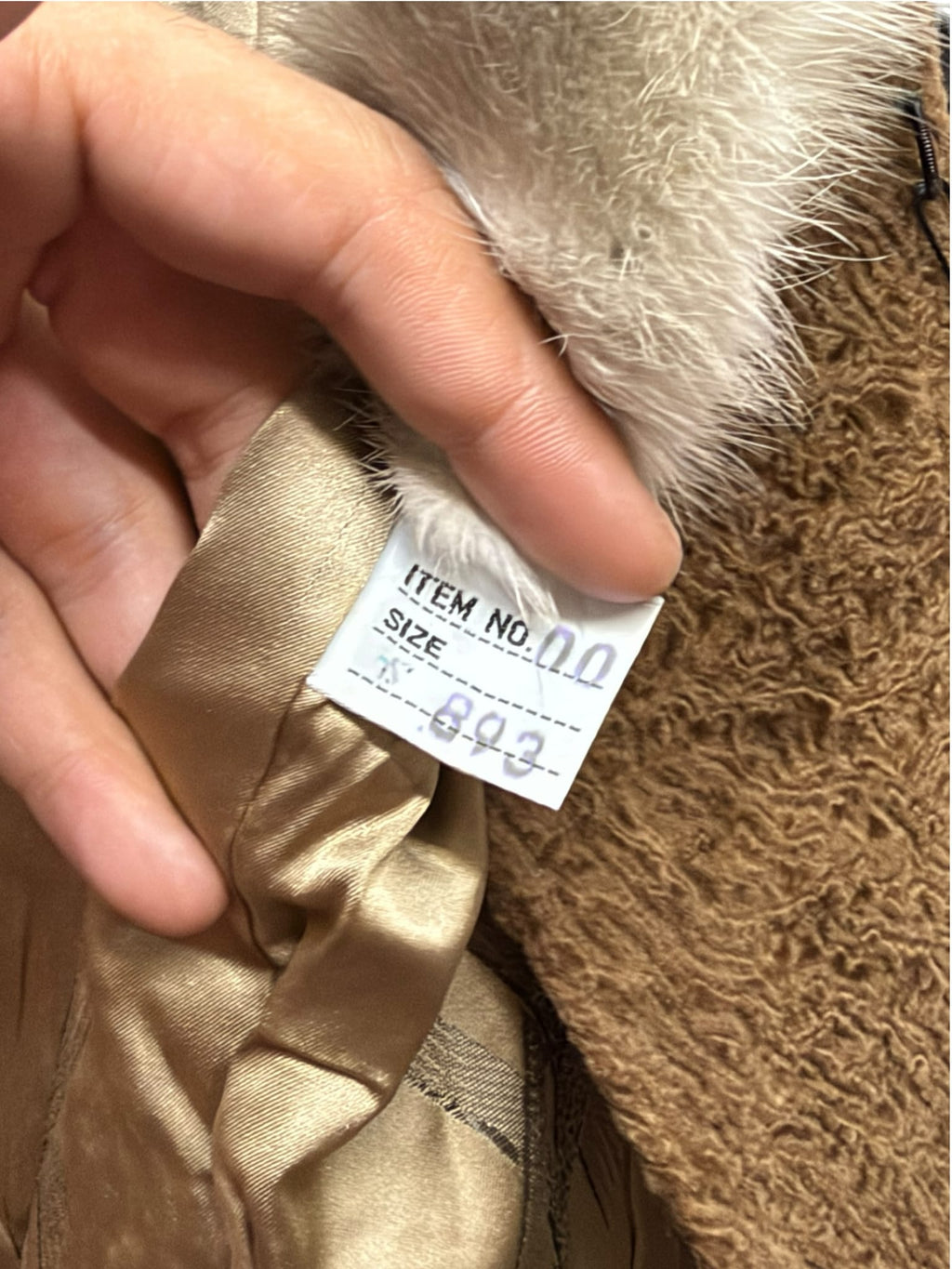 Vintage Glycine Brown Persian Lamb Mink Fur Trim Mid-Length Coat