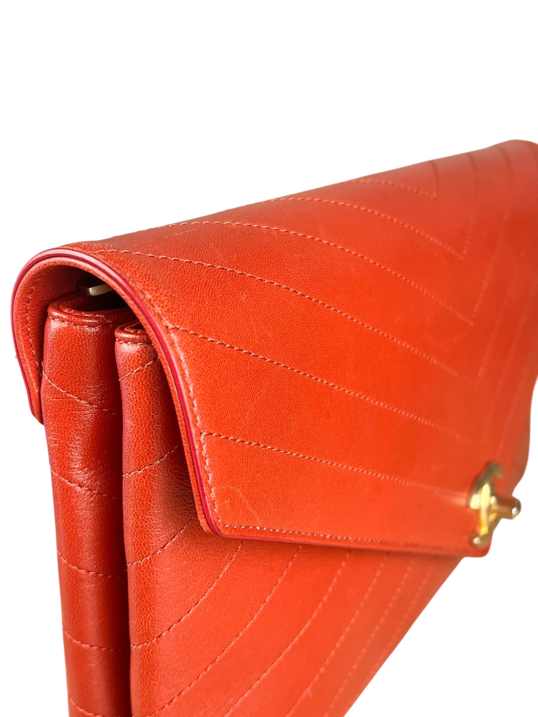 Chanel Chevron Quilted Envelope Clutch