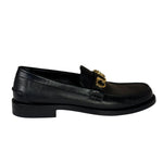 Gucci Black Leather Plaque Loafers