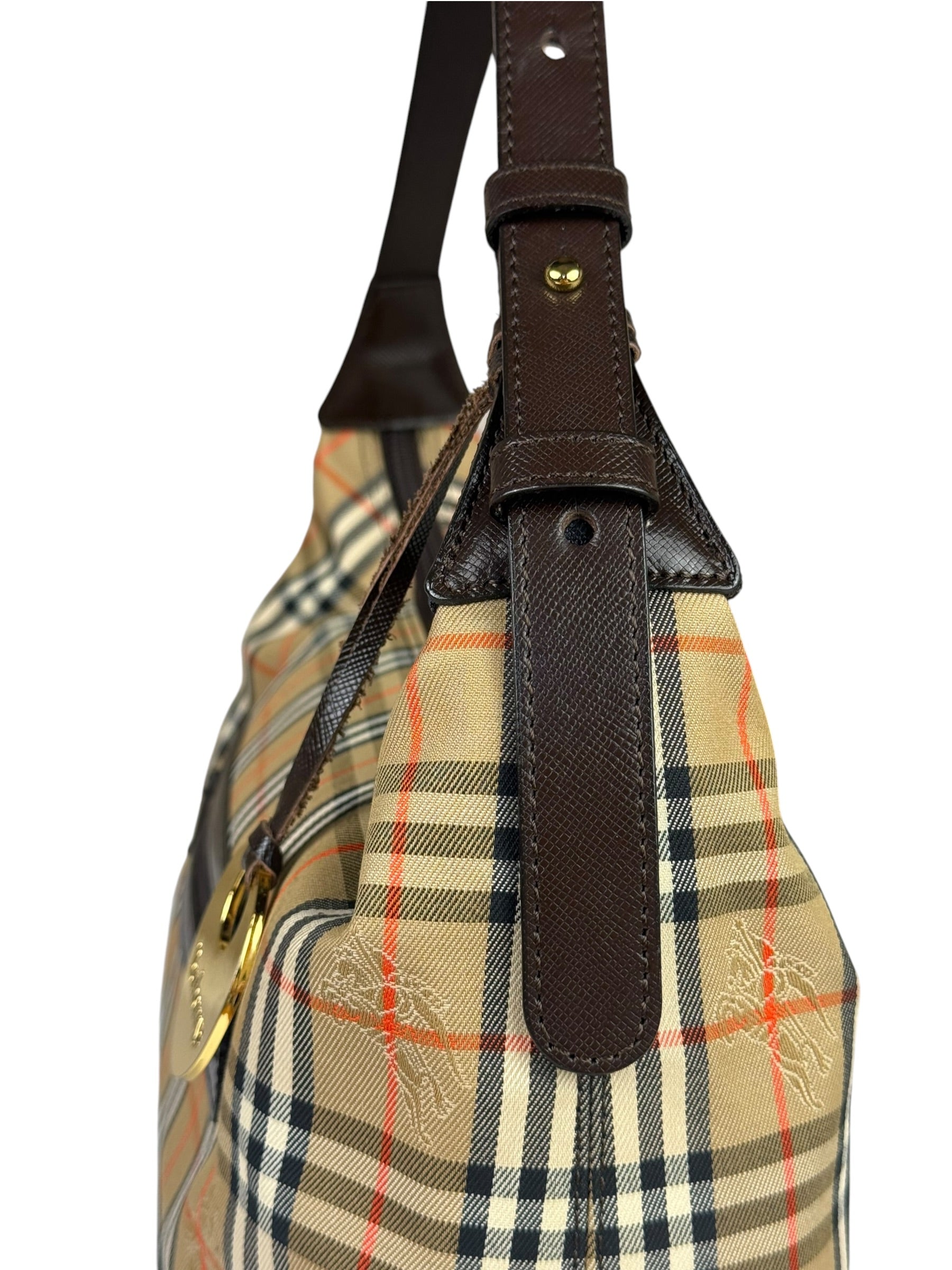 Burberry Vintage House Check Canvas/Leather Shoulder Bag