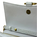 Balenciaga White Crocodile Embossed Hourglass Wallet On Chain