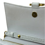 Balenciaga White Crocodile Embossed Hourglass Wallet On Chain