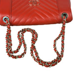 Chanel Red Chevron Leather Flap Bag 2019