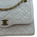 Chanel CC White Quilted Double Flap Bag 1988