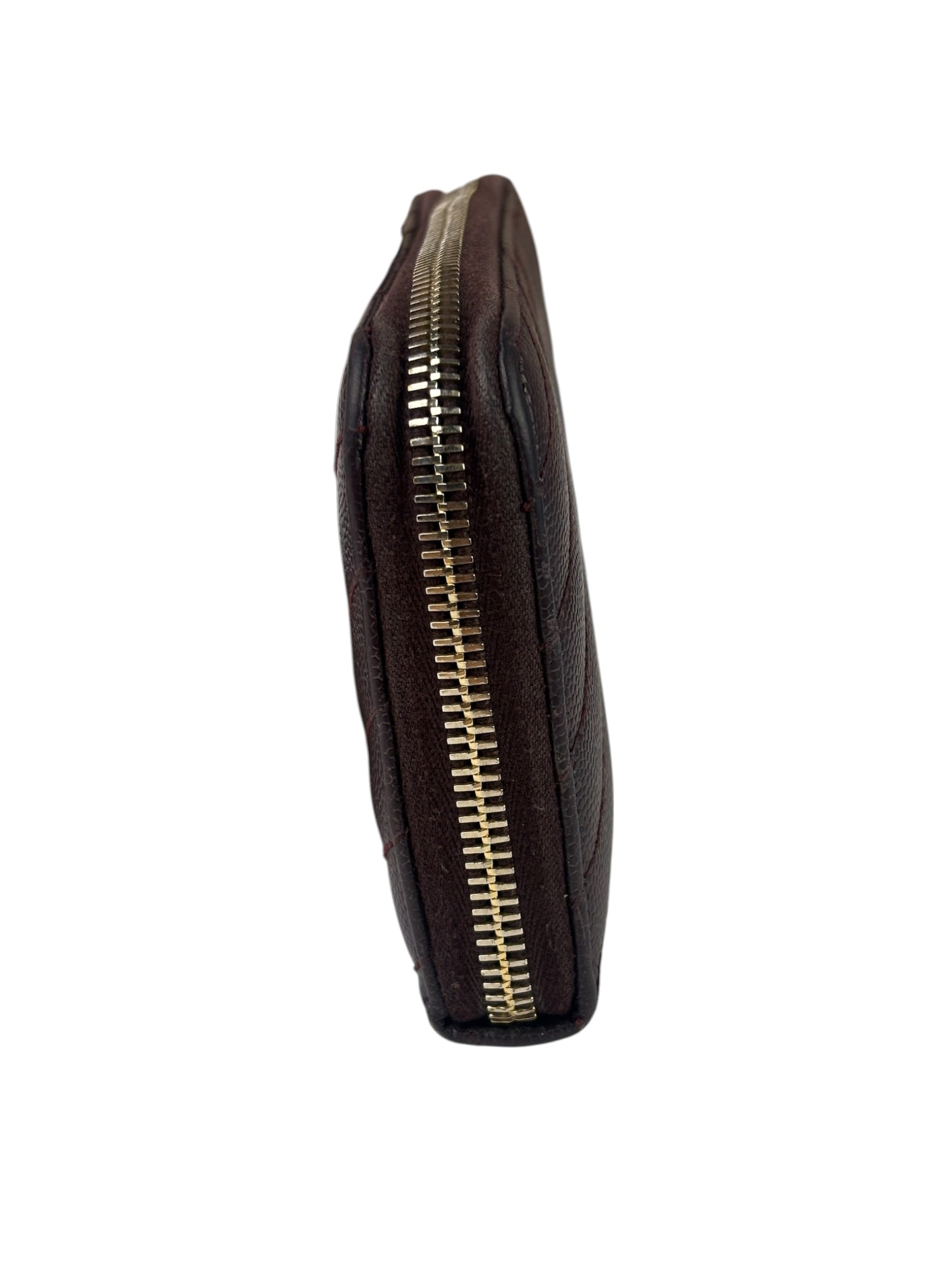 Saint Laurent Plum Chevron Leather Long Zip Wallet