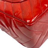 Chanel Red Patent Leather Chevron Jumbo Flap Bag 2009