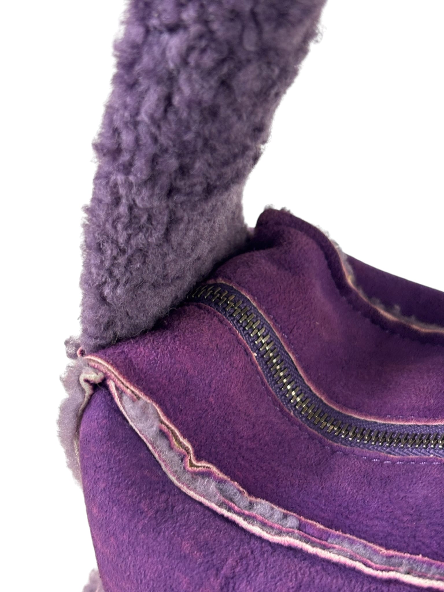 Chanel Vintage Purple Shearling/Suede Patchwork Shoulder Bag 2000