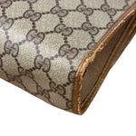 Gucci Brown Leather Trim GG Accessory Collection Clutch