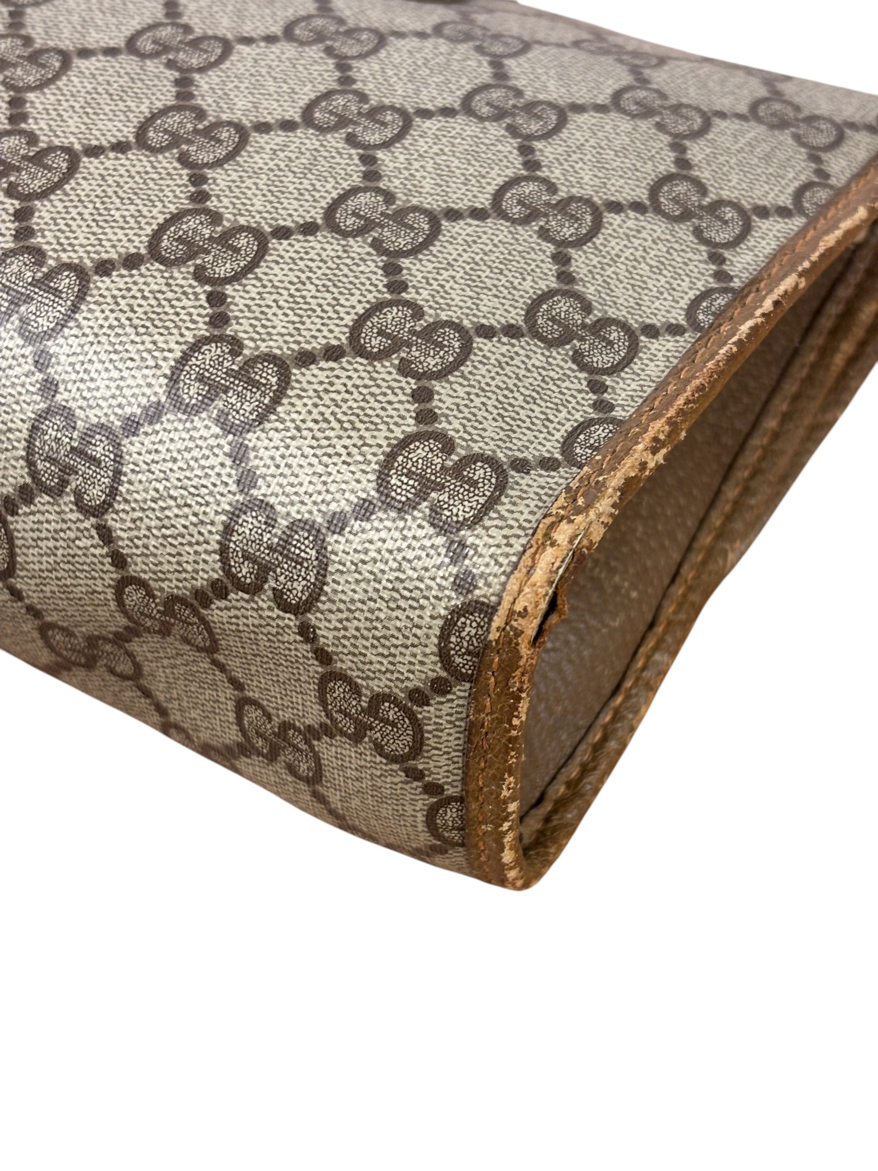 Gucci Brown Leather Trim GG Accessory Collection Clutch