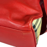 Burberry Red Leather Haymarket Check Shoulder Bag