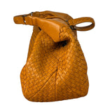 Bottega Veneta Orange/Brown Woven Leather Campana Shoulder Bag