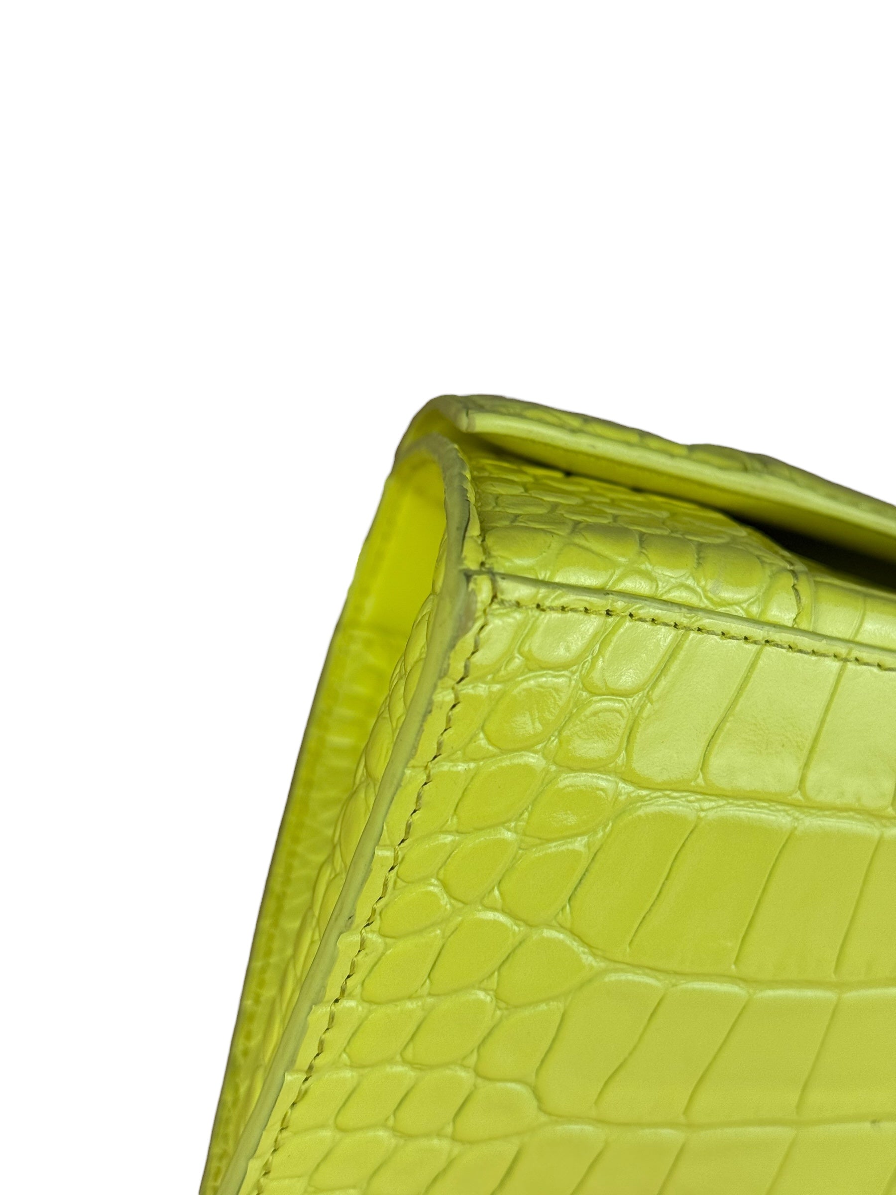 Balenciaga Small Yellow Croc Hourglass 2Way
