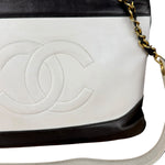 Chanel Vintage Black/White Leather CC Chain Tote '89-'91