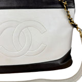 Chanel Vintage Black/White Leather CC Chain Tote '89-'91