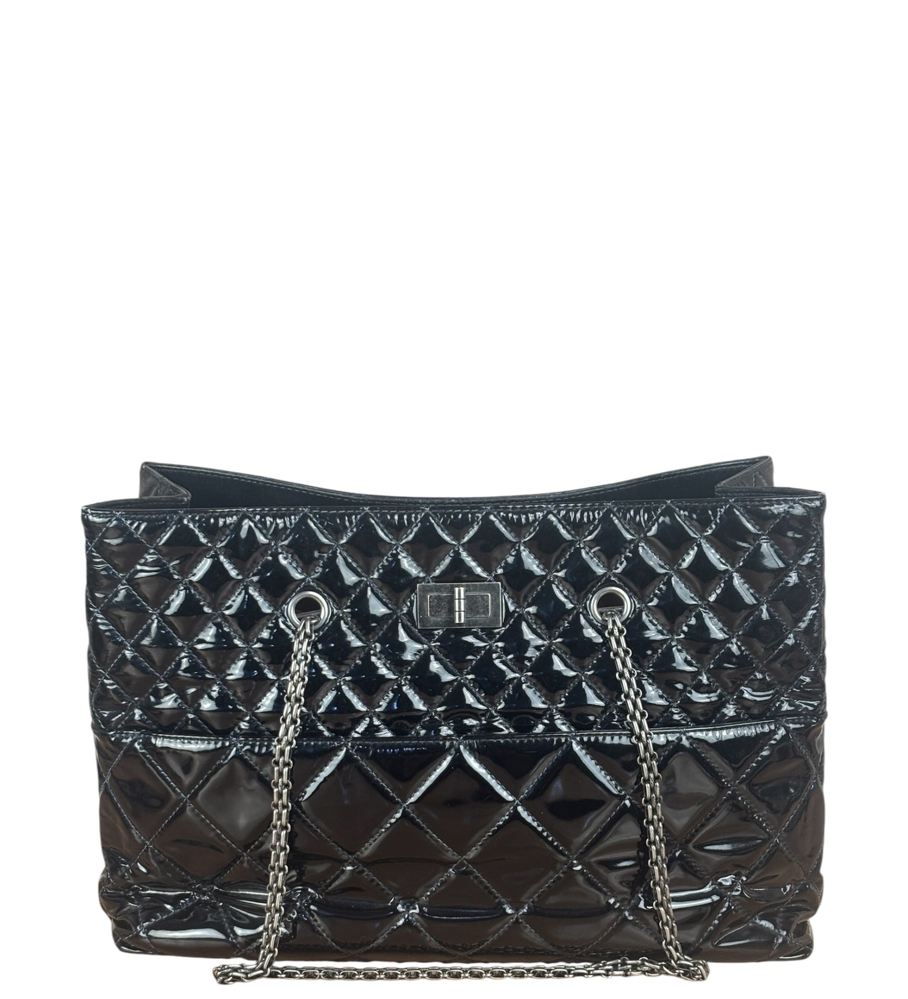 Chanel Black Patent Leather 2.55 Reissue Tote Bag 2010