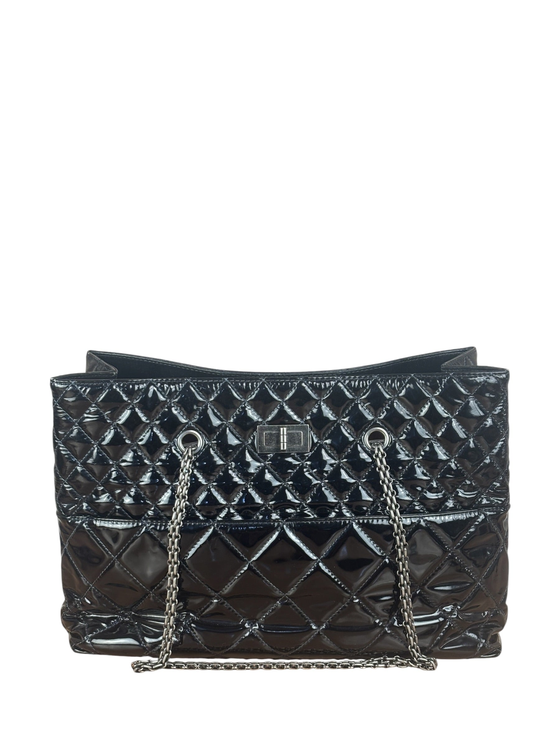 Chanel Black Patent Leather 2.55 Reissue Tote Bag 2010