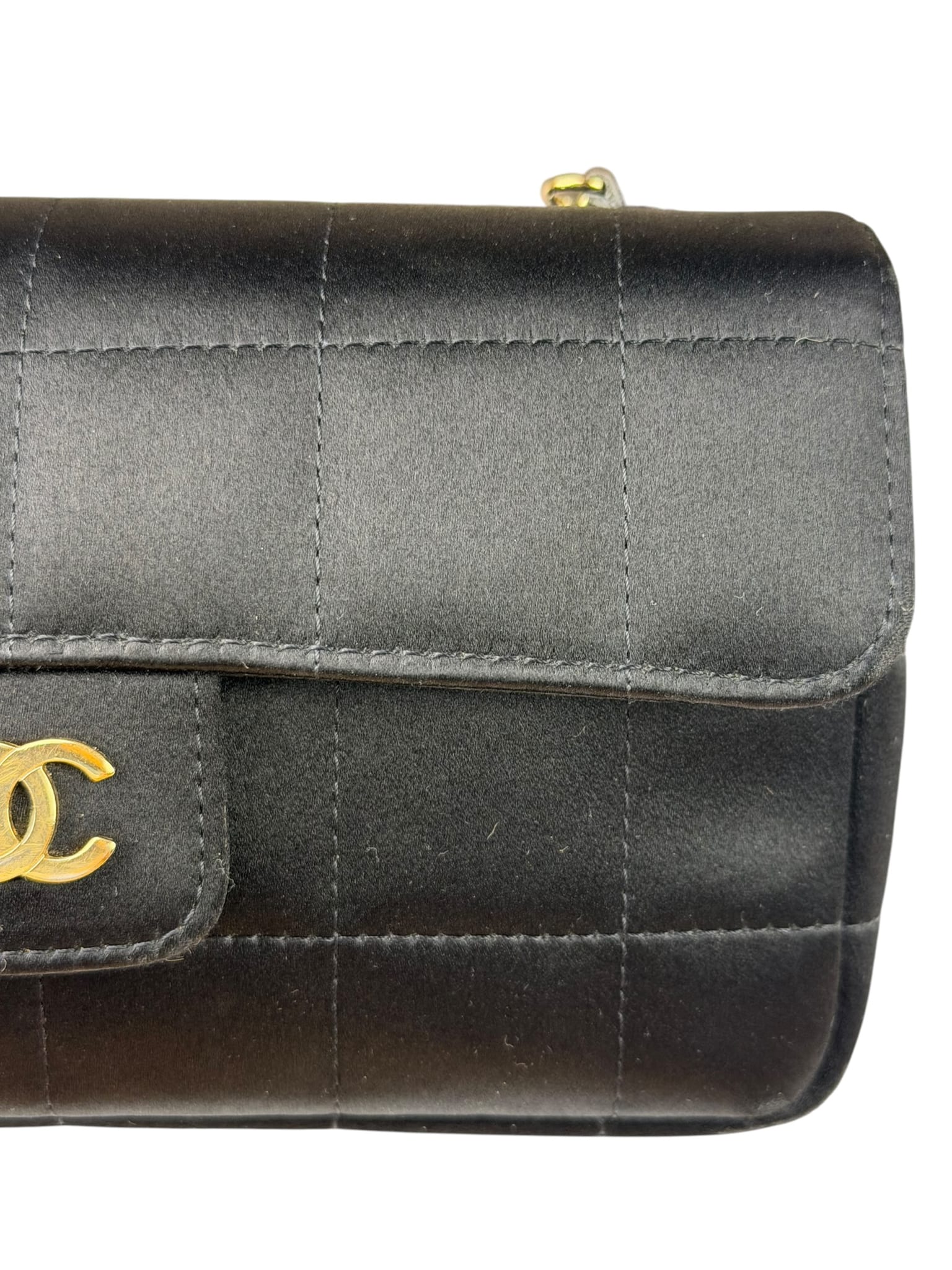 Chanel Black Satin Chocolate Bar Mini East-West Flap Bag