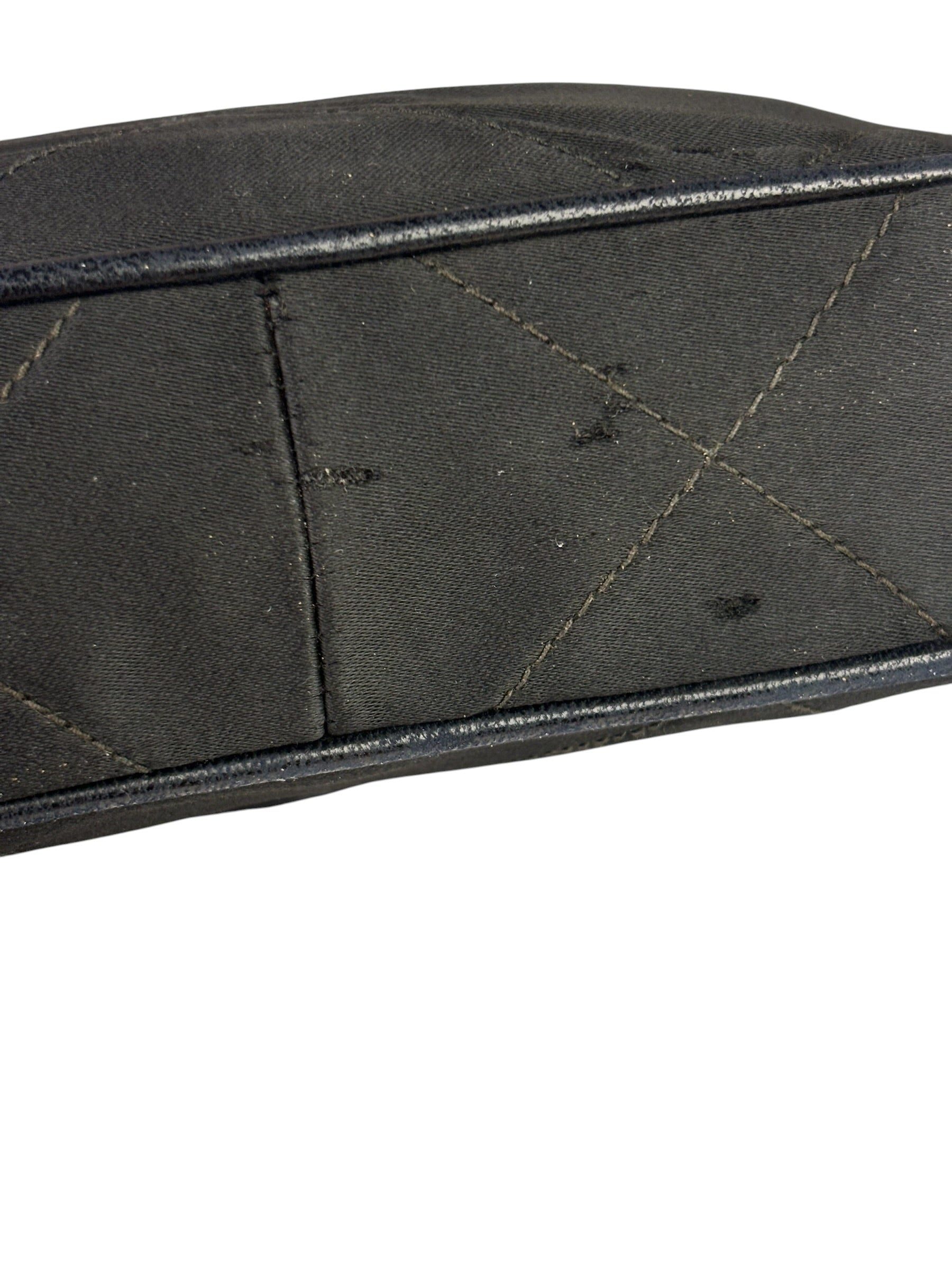 Chanel Black Quilted Satin/Leather Trim Chain Shoulder Bag 1989