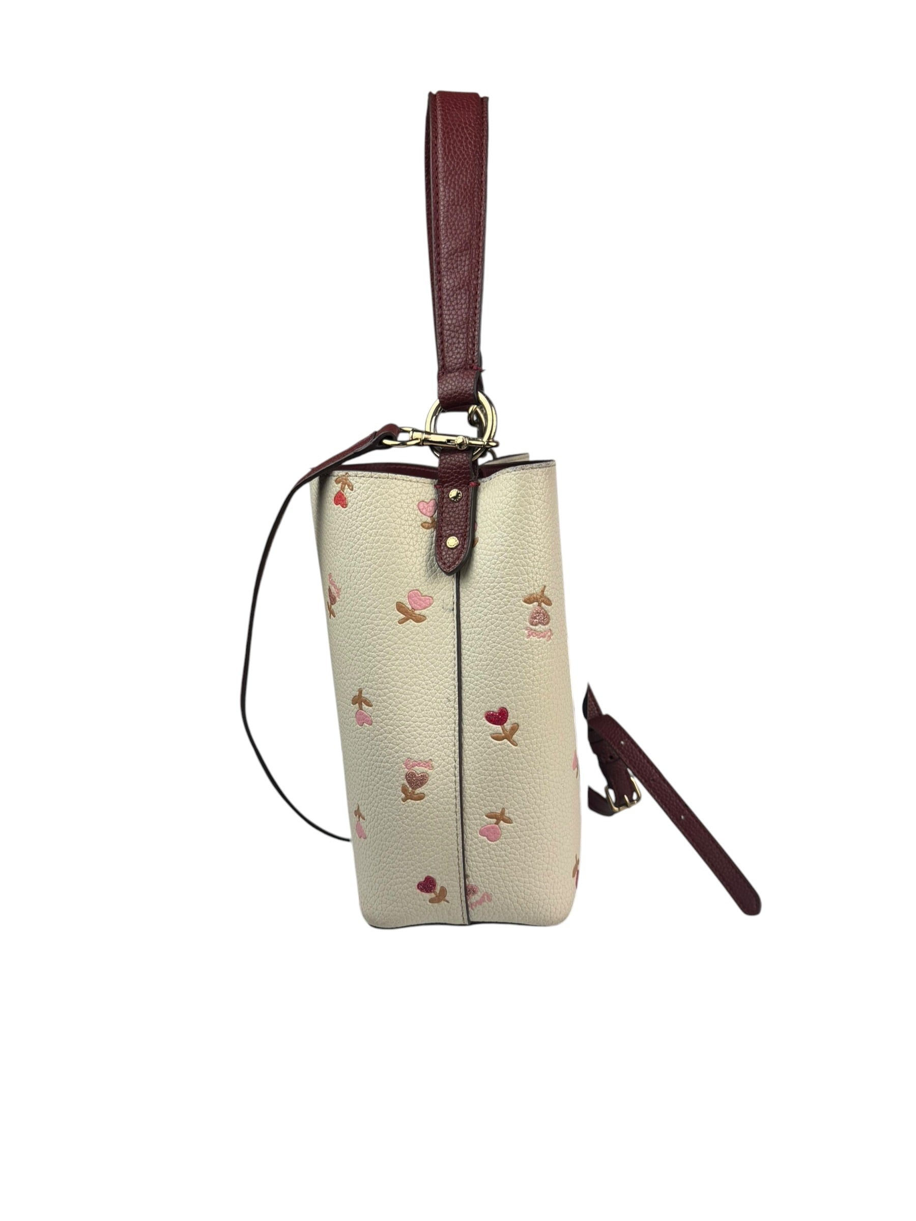 Coach Cream/Burgundy Small Town Bucket Bag