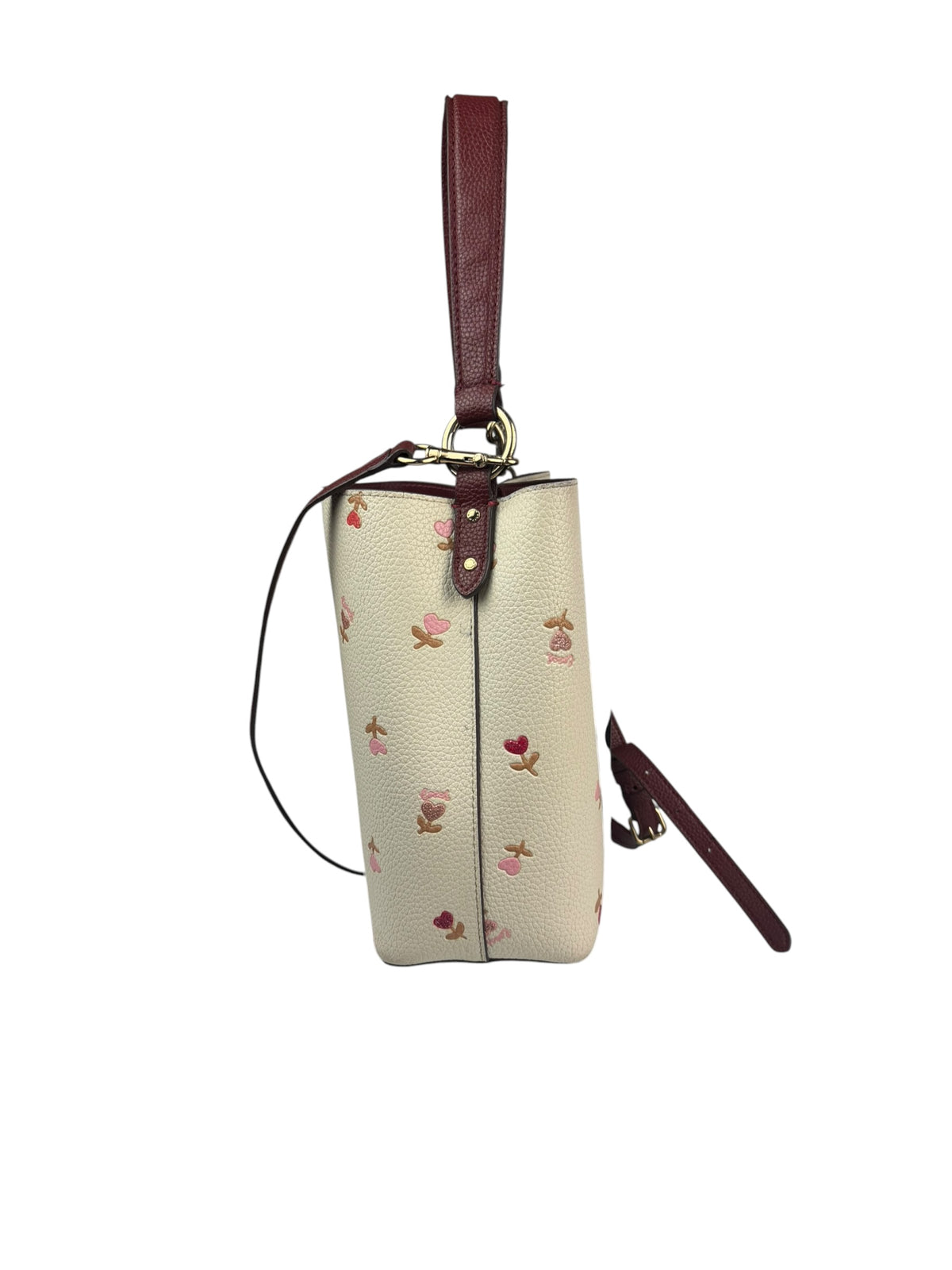 Coach Cream/Burgundy Small Town Bucket Bag