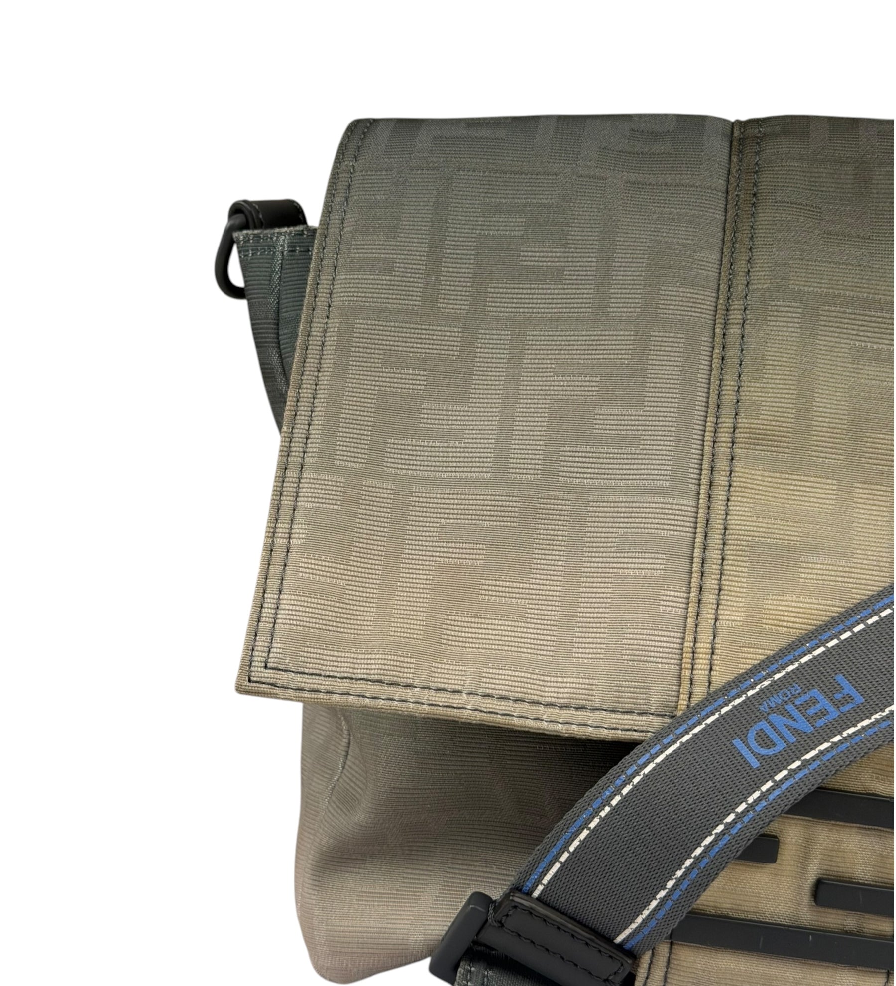 Fendi Vintage Grey Nylon Mamma Baguette Messenger Bag