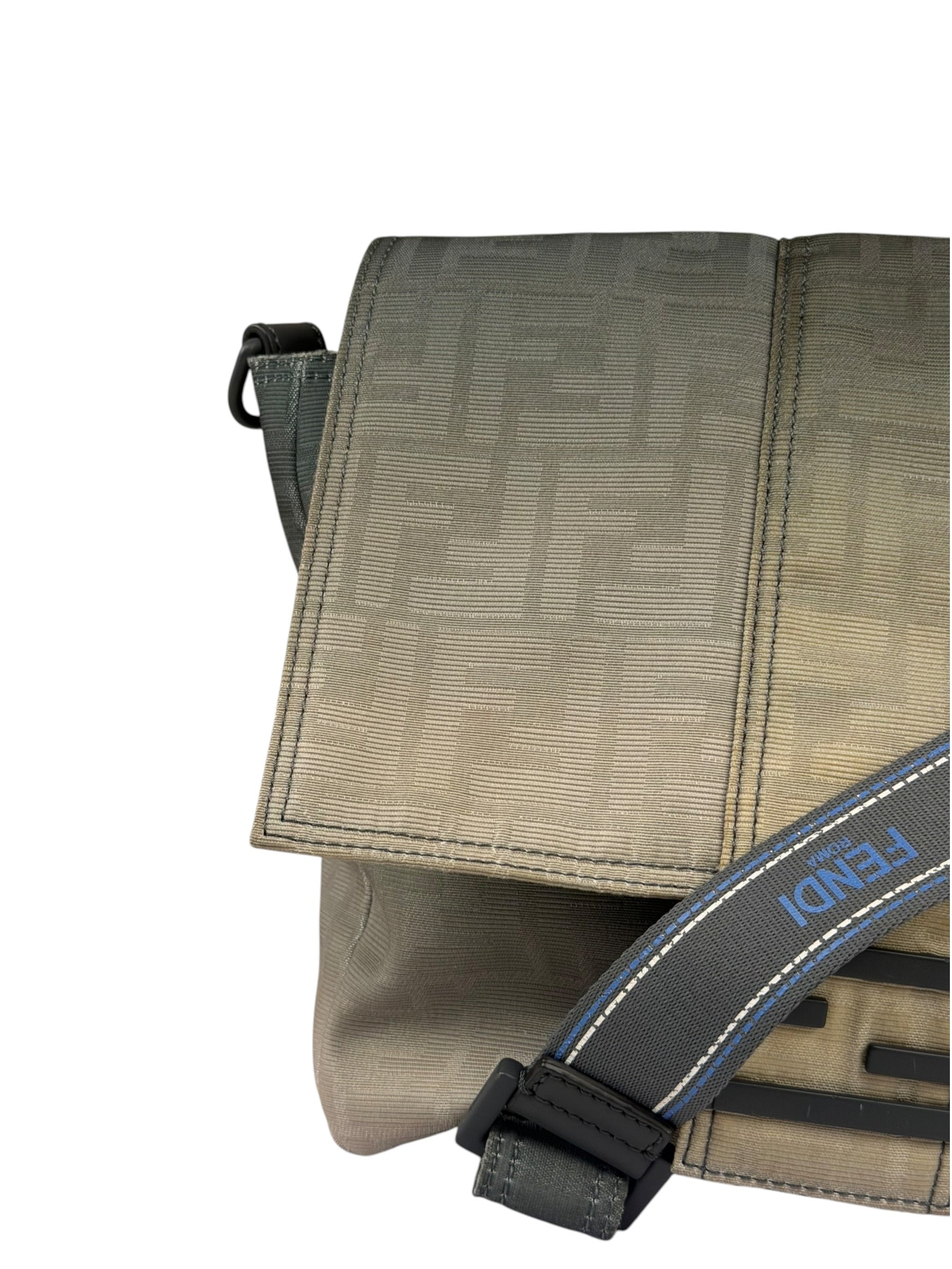 Fendi Vintage Grey Nylon Mamma Baguette Messenger Bag