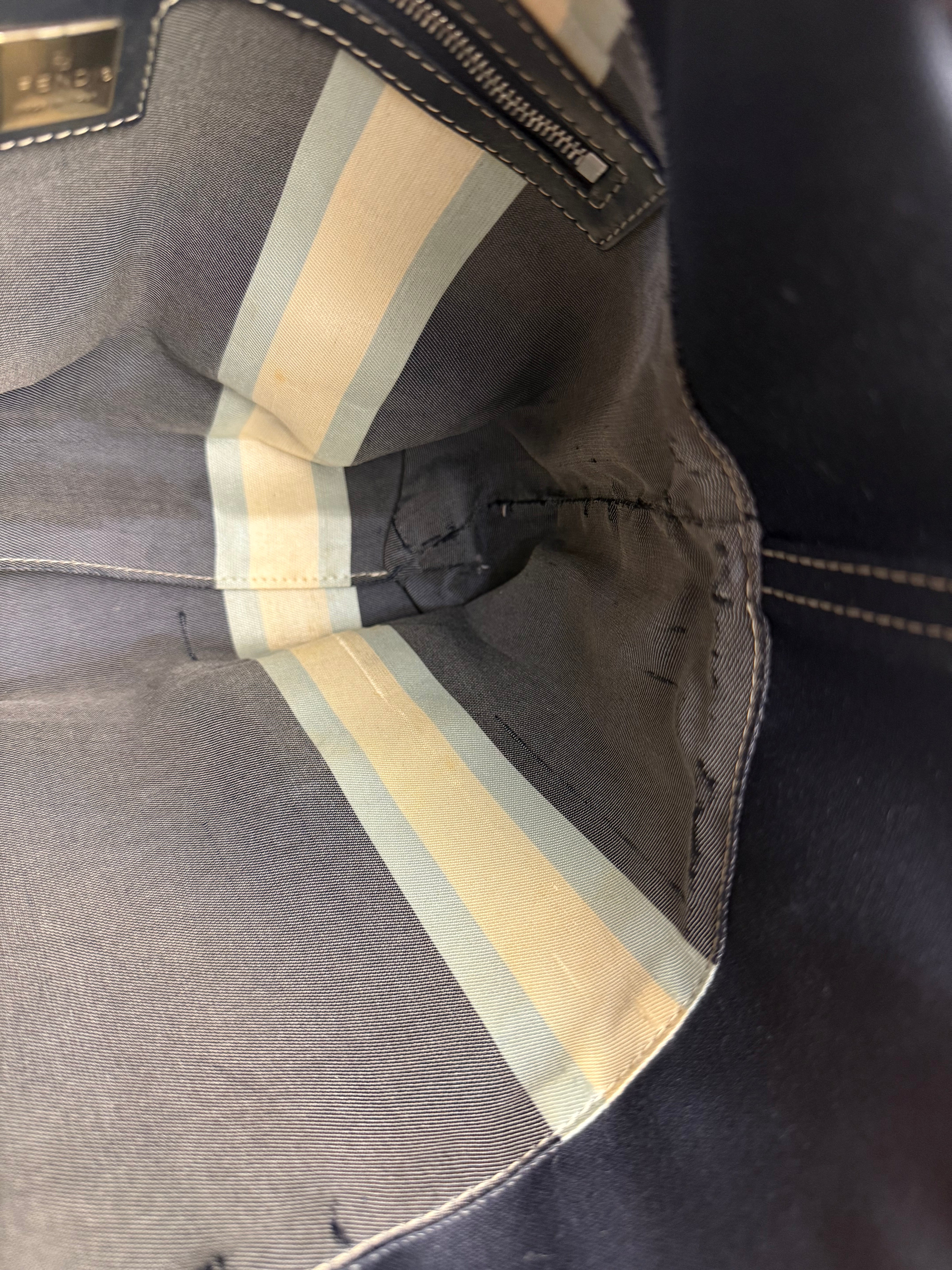 Fendi FF Wave Canvas Shoulder Tote