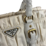 Prada Y2K Ivory Gaufre Nylon Woven Leather 2Way Mini Handbag