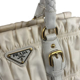 Prada Y2K Ivory Gaufre Nylon Woven Leather 2Way Mini Handbag