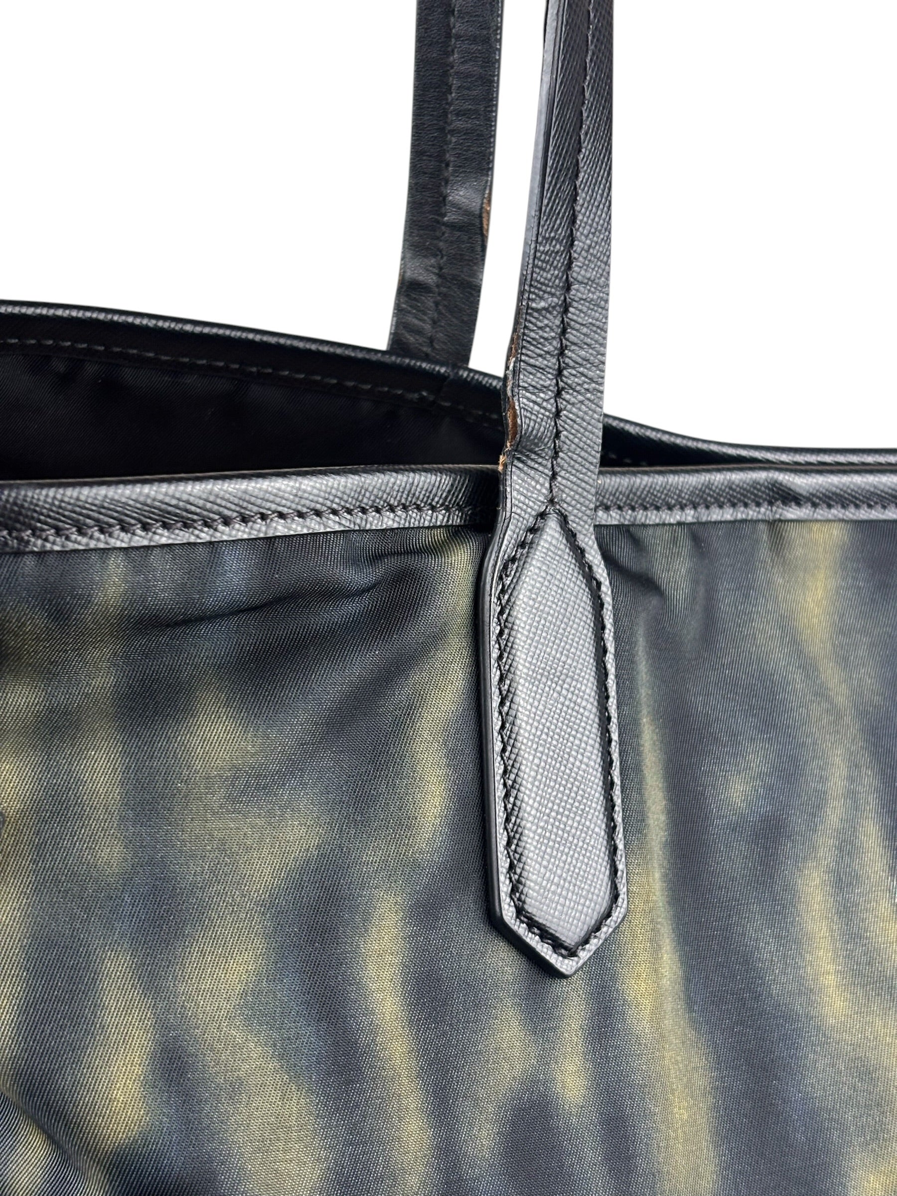 Prada Green/Black Nylon Tessuto Stampato Shoulder Bag