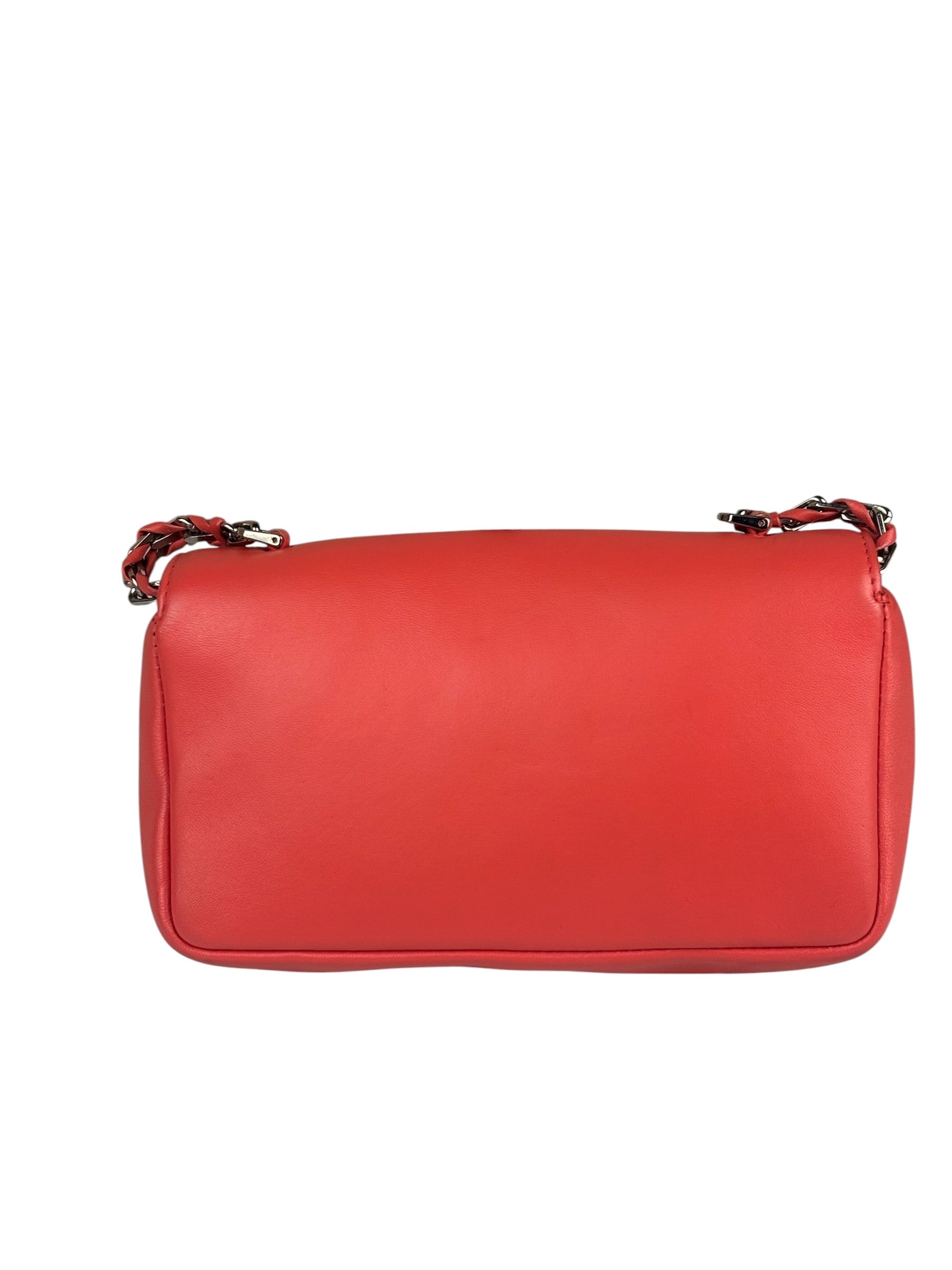 Fendi Coral Pink Leather Mini Baguette