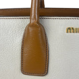 Miu Miu Beige/Brown Bicolor Leather Madras Handbag