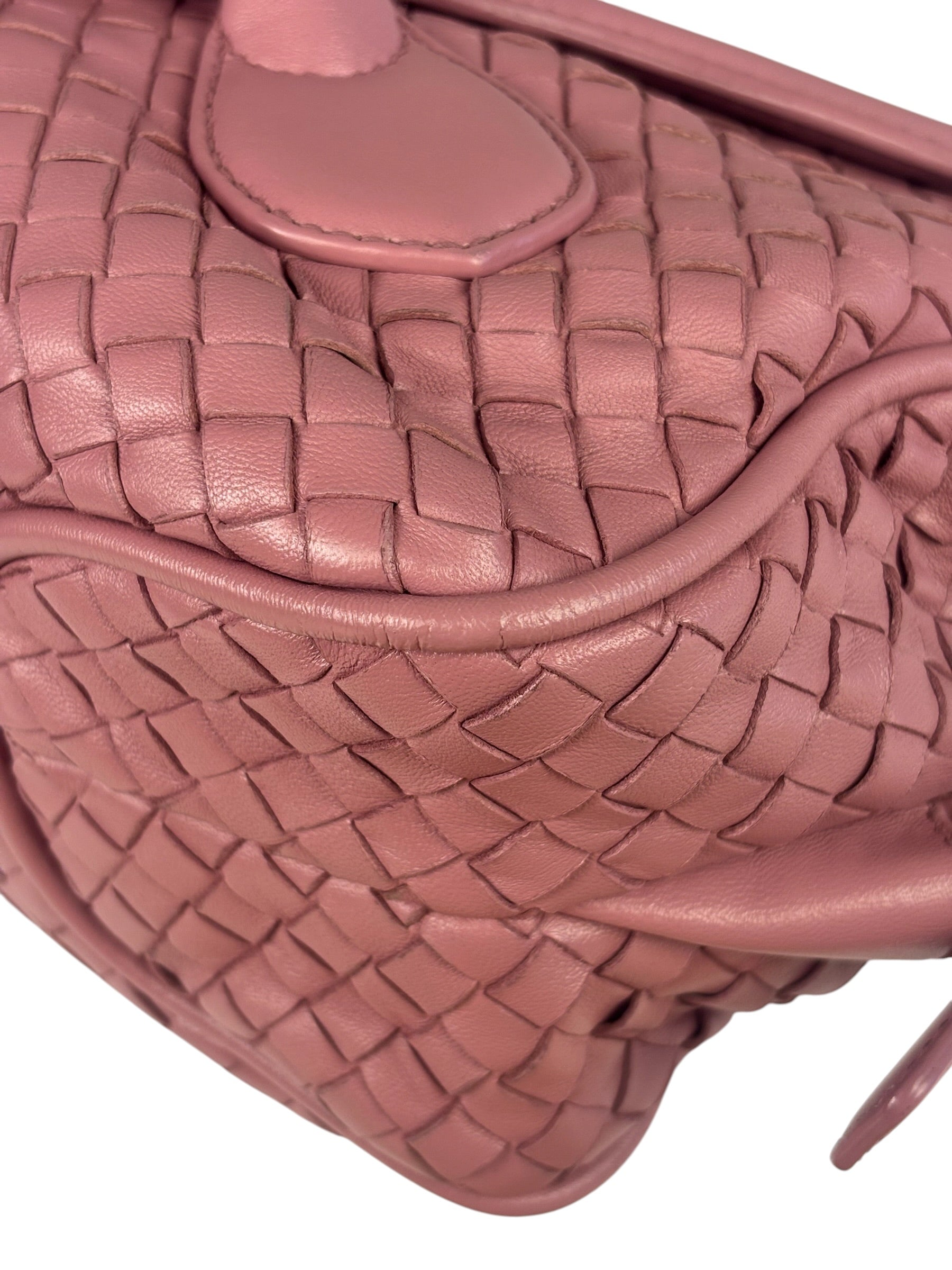 Bottega Veneta Purple Leather Rialto Intrecciato Shoulder Bag
