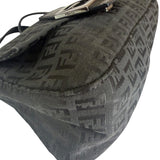 Fendi Black Leather Trim Zucca Baguette