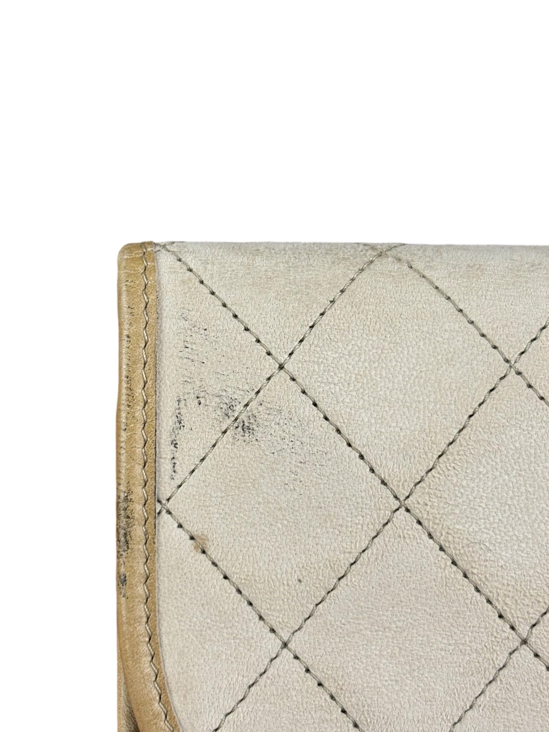 Chanel Beige Leather Trim Matelasse Mini Shoulder Bag 2009