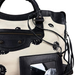 Balenciaga City Bag Canvas Leather Black Beige