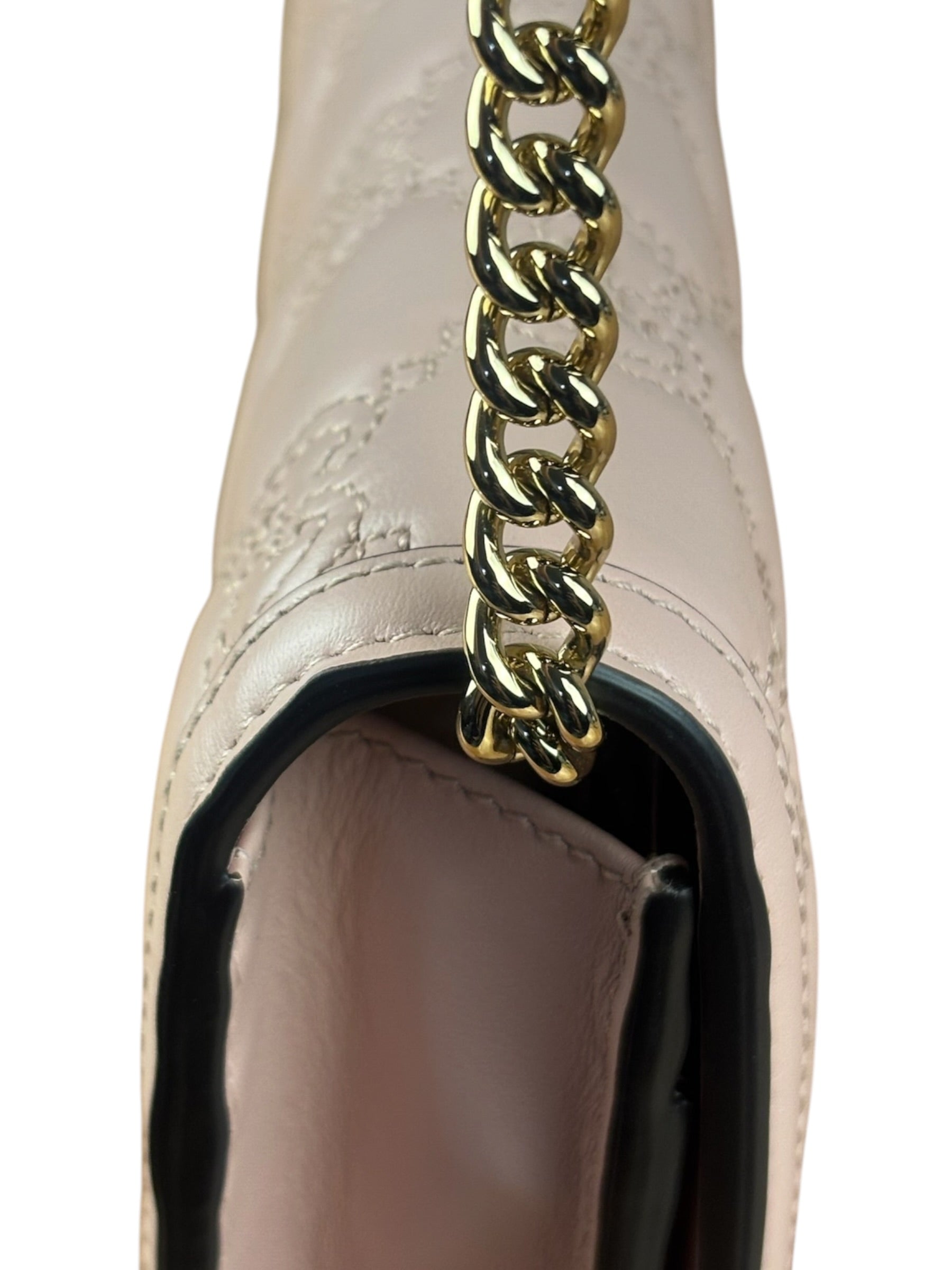 Gucci Light Pink Leather GG Matelasse Chain Wallet