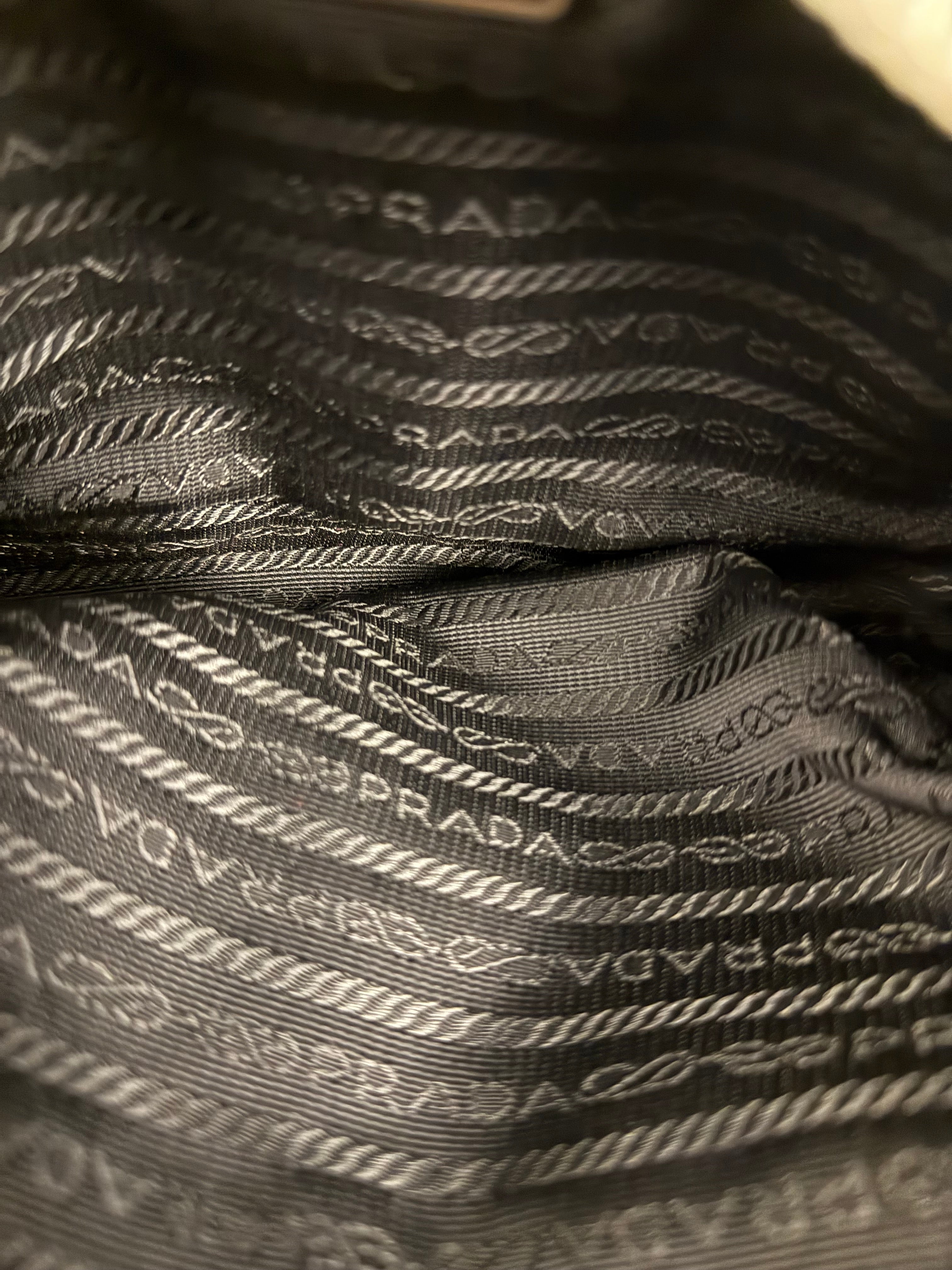 Prada Vintage Black Nylon Zip Shoulder Bag