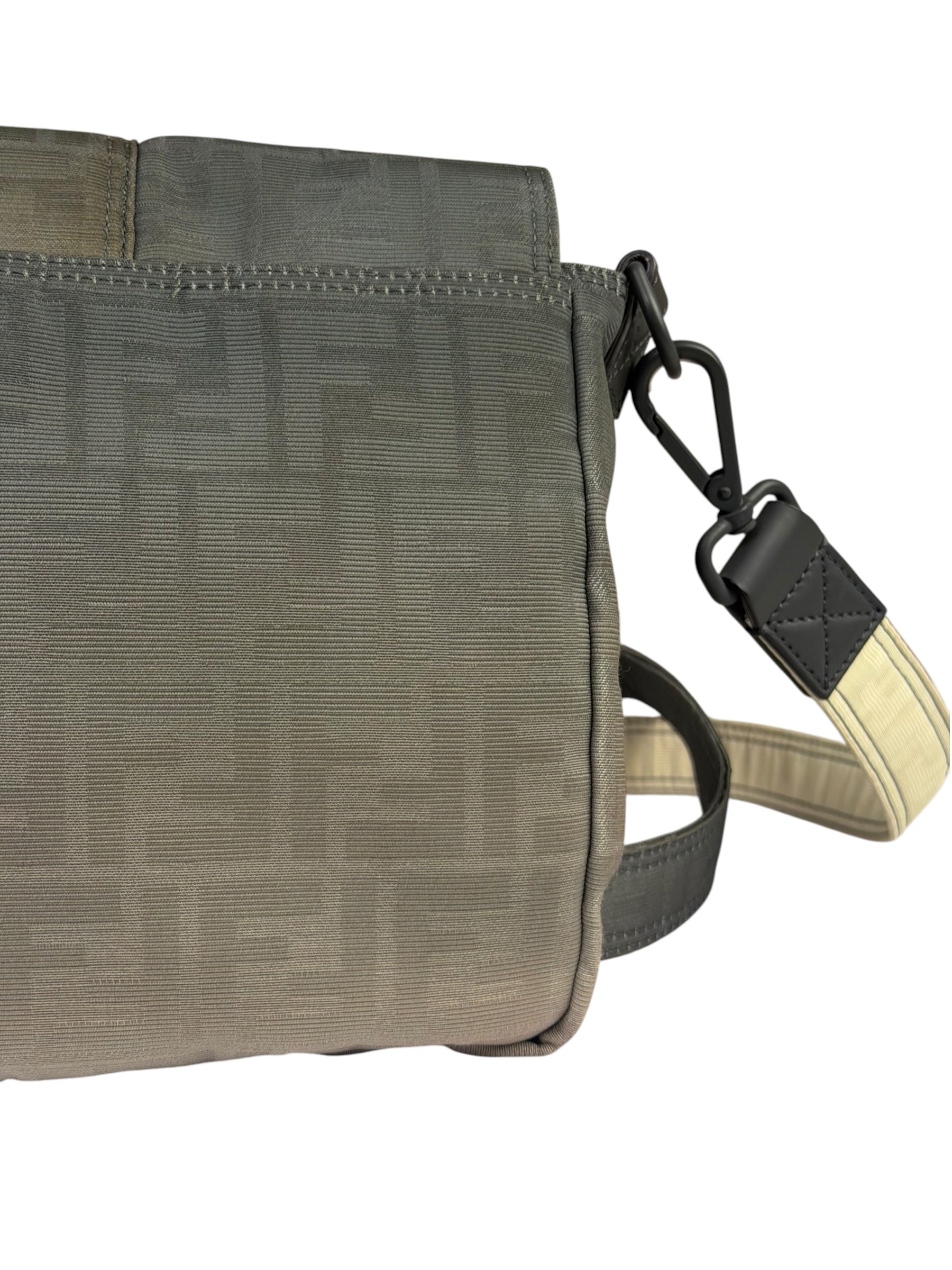 Fendi Vintage Grey Nylon Mamma Baguette Messenger Bag