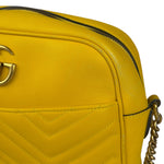 Gucci Bright Yellow GG Marmont Matelasse Shoulder Camera Bag