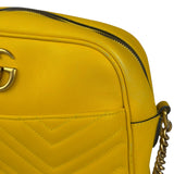 Gucci Bright Yellow GG Marmont Matelasse Shoulder Camera Bag